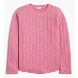 J. Crew Quilted Hearts Pullover Sweatshirt Rose Pink L
